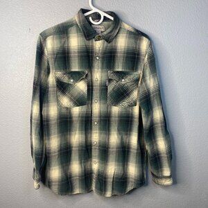 Carhartt Green and Cream Plaid Casual Button Down Shirt